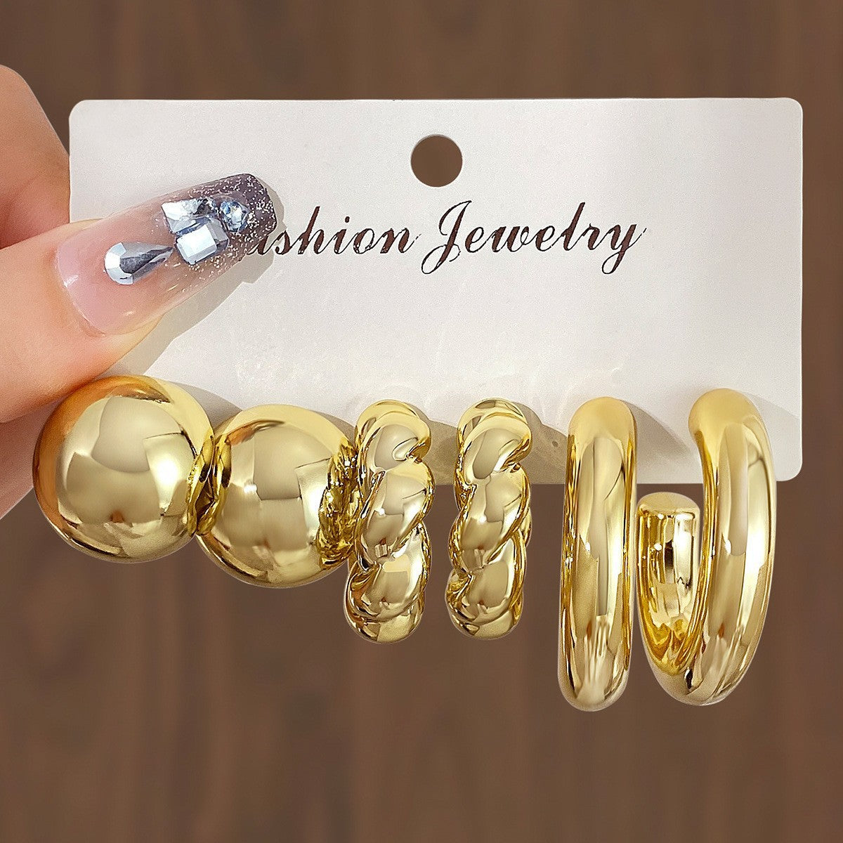Lana Geometric Twist Earrings Set - Gold Tone Geometric Set 1 [NH7KQPRT]