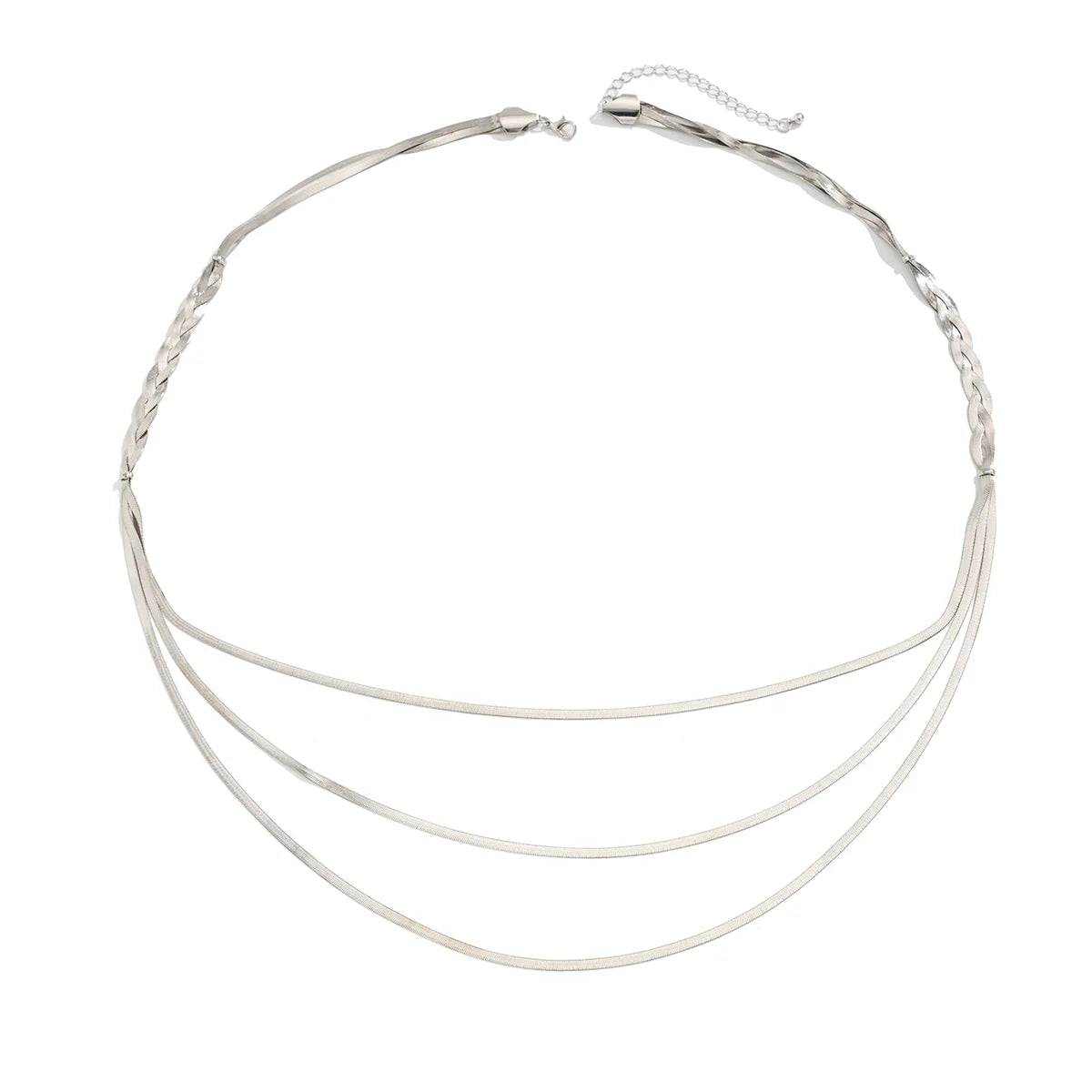 Kenzlie Braided Flat Chain Necklace - Silver