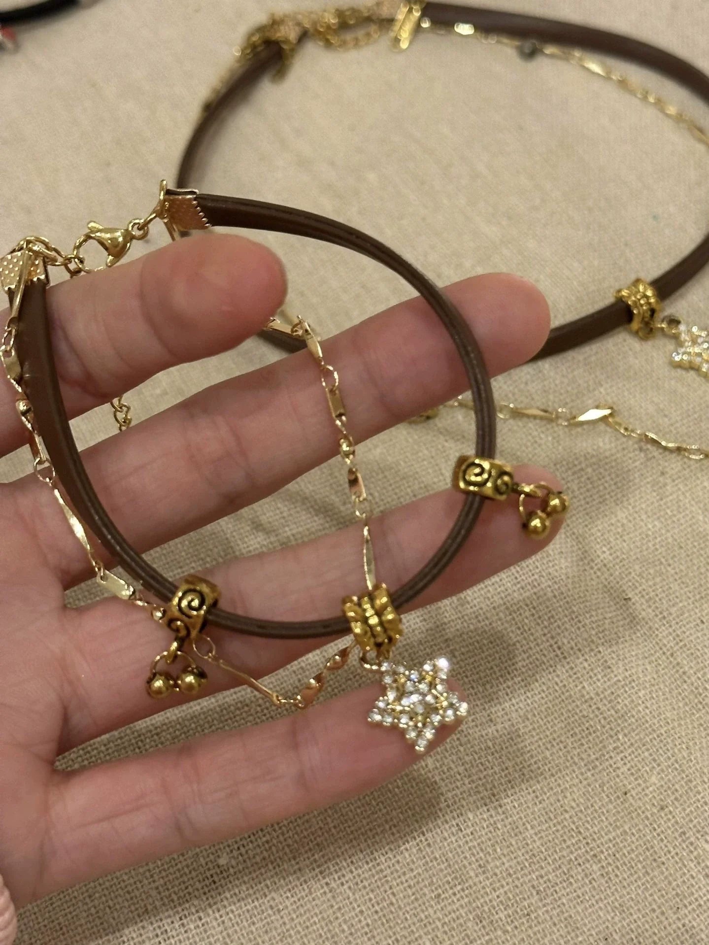 Hazelyn Layered Leather Sun Necklace - Main Image Bracelet