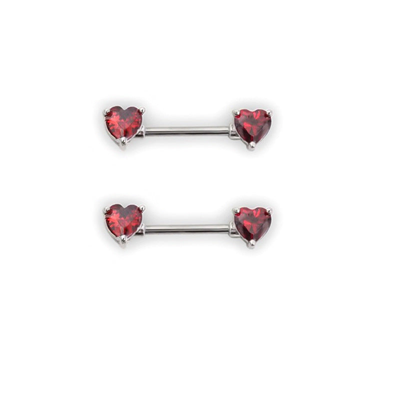 Arianna Heart Zircon Nipple Ring - Red [9KHOR82X]