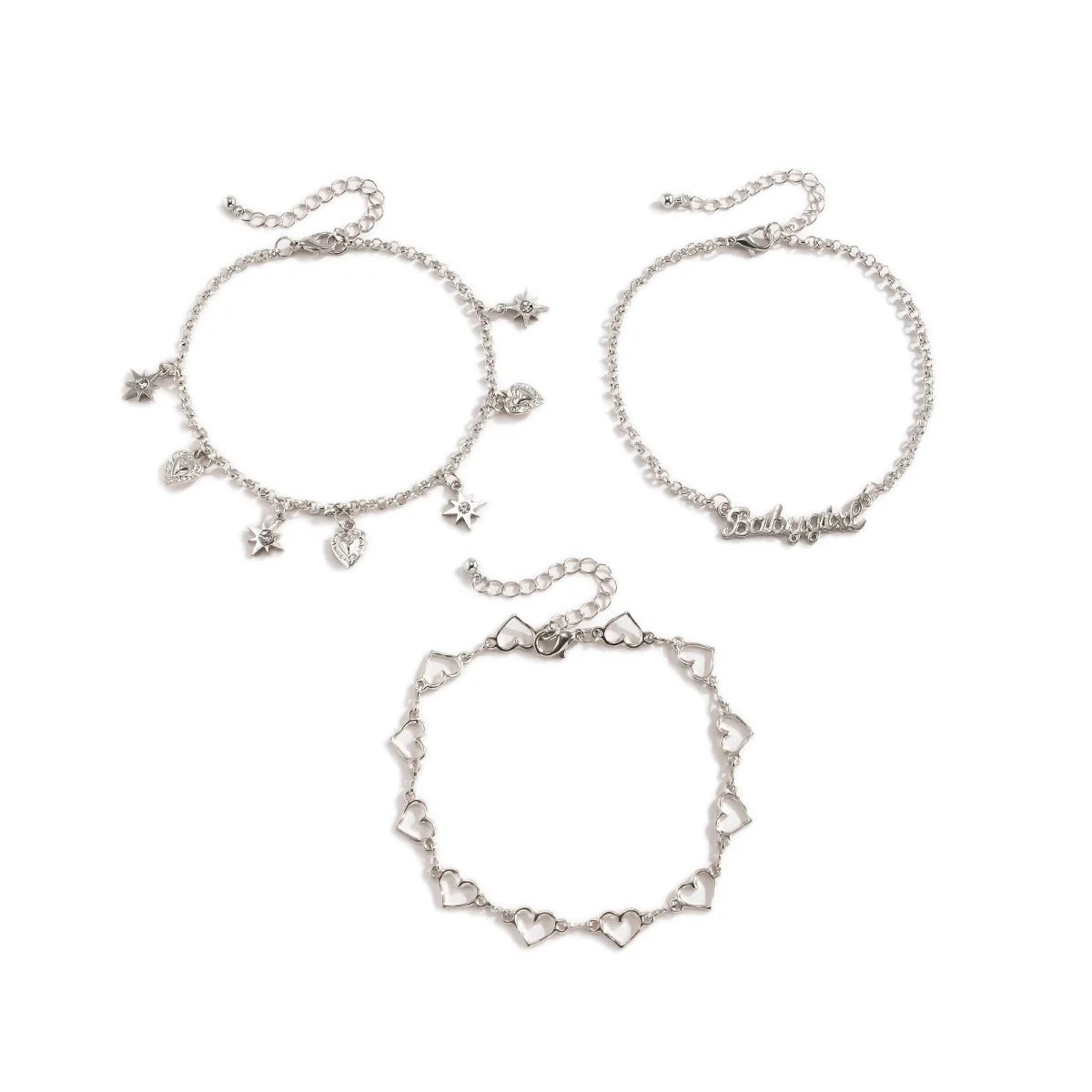 Aryn Delicate Layered Anklet Set - Silver