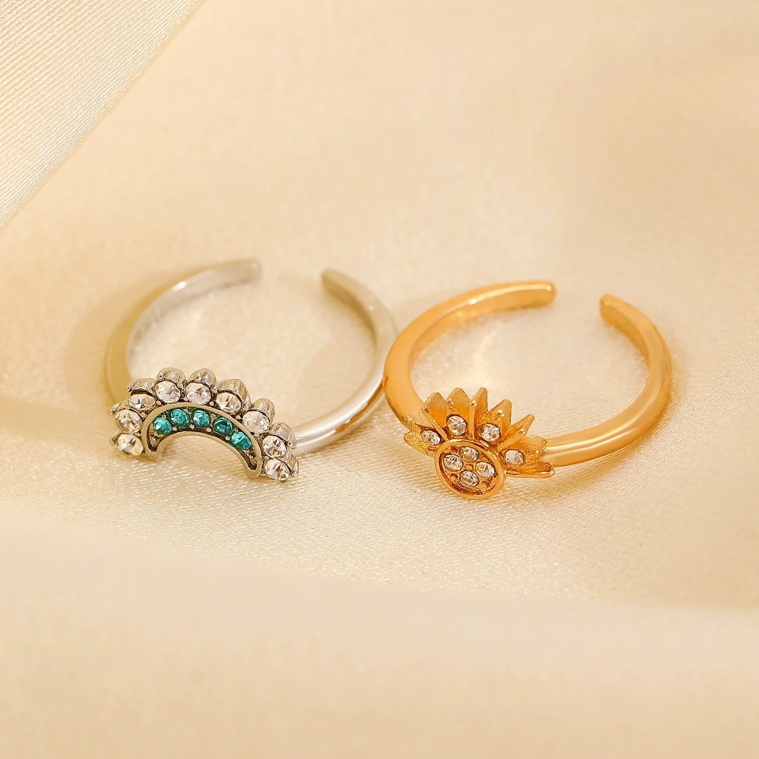 Lesly Celestial Charm Jewelry - KC Gold + White K Ring Pair