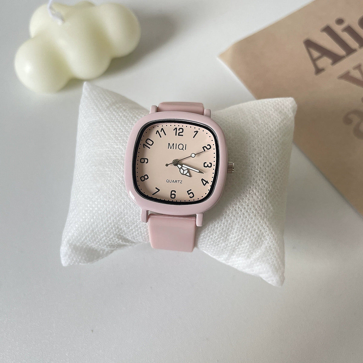 Ariana Modern Square Wrist Watch - Dusty Rose Full Numbers [EI5SKP4S]