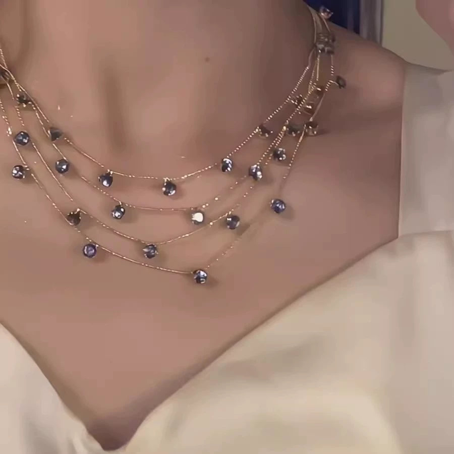 Graysen Gypsophila Layered Necklace - Subtle Purple [L5R7S7LD]