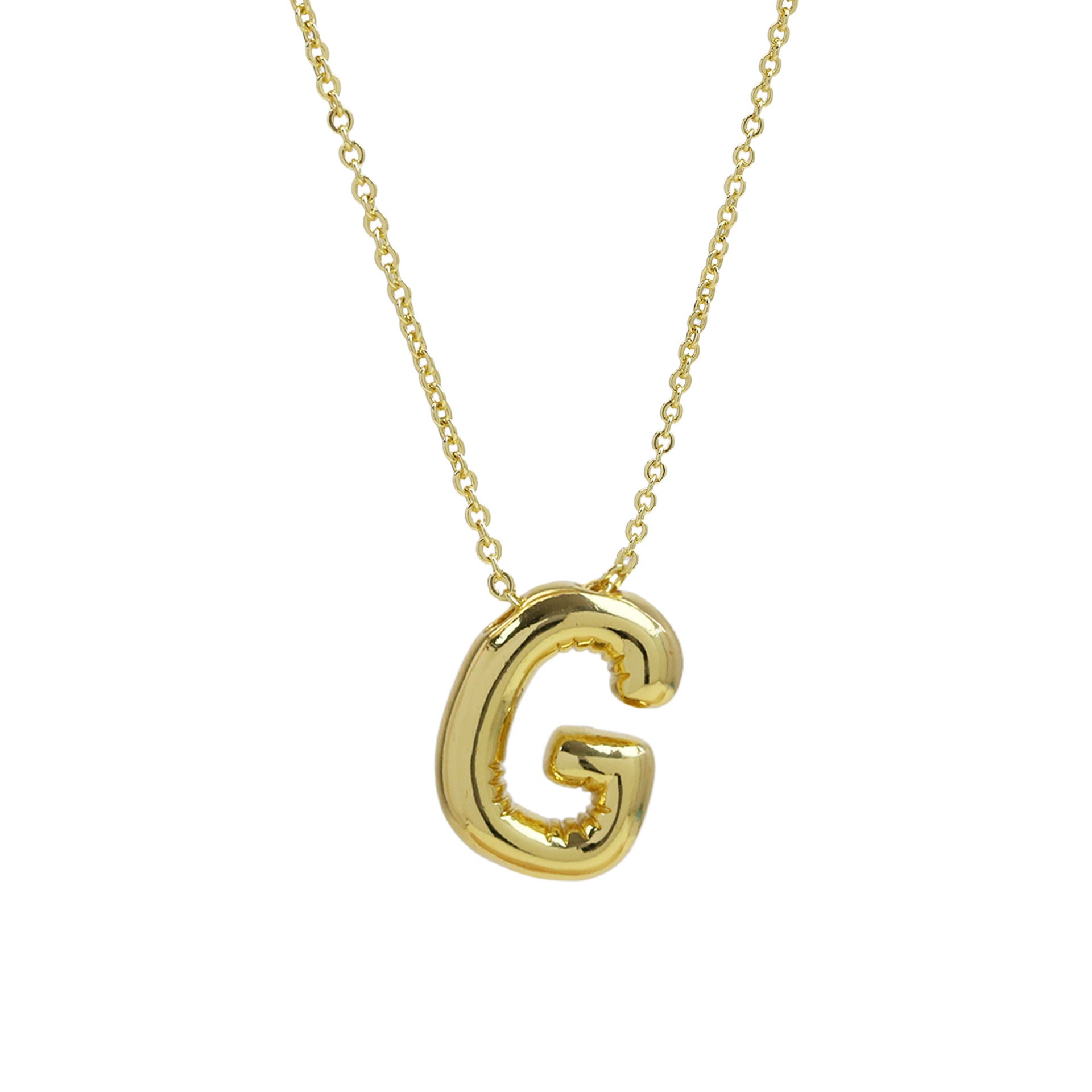 Saffron Puffy Initial Necklace - Letter G [0XES5RZ4]