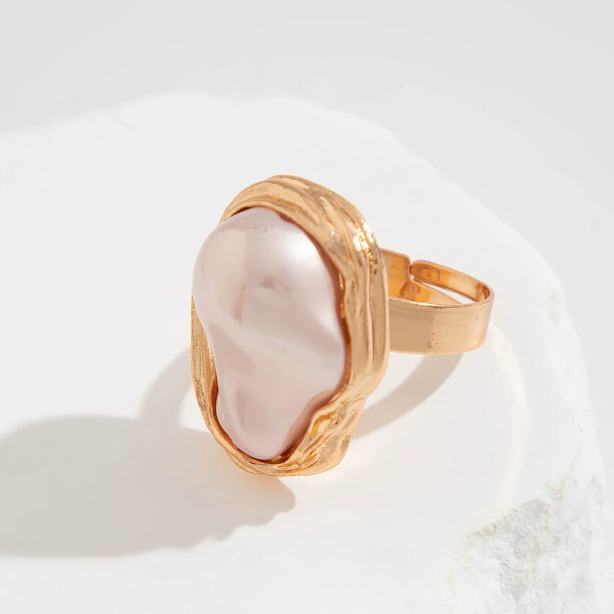 Celestine Baroque Pearl Ring - Pink Light Gold