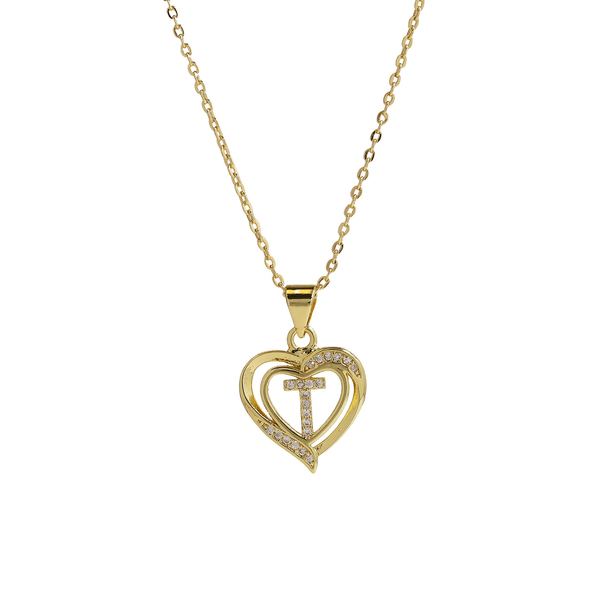 Kamarie Initial Heart Necklace - Necklace T [ZJASIFV0]