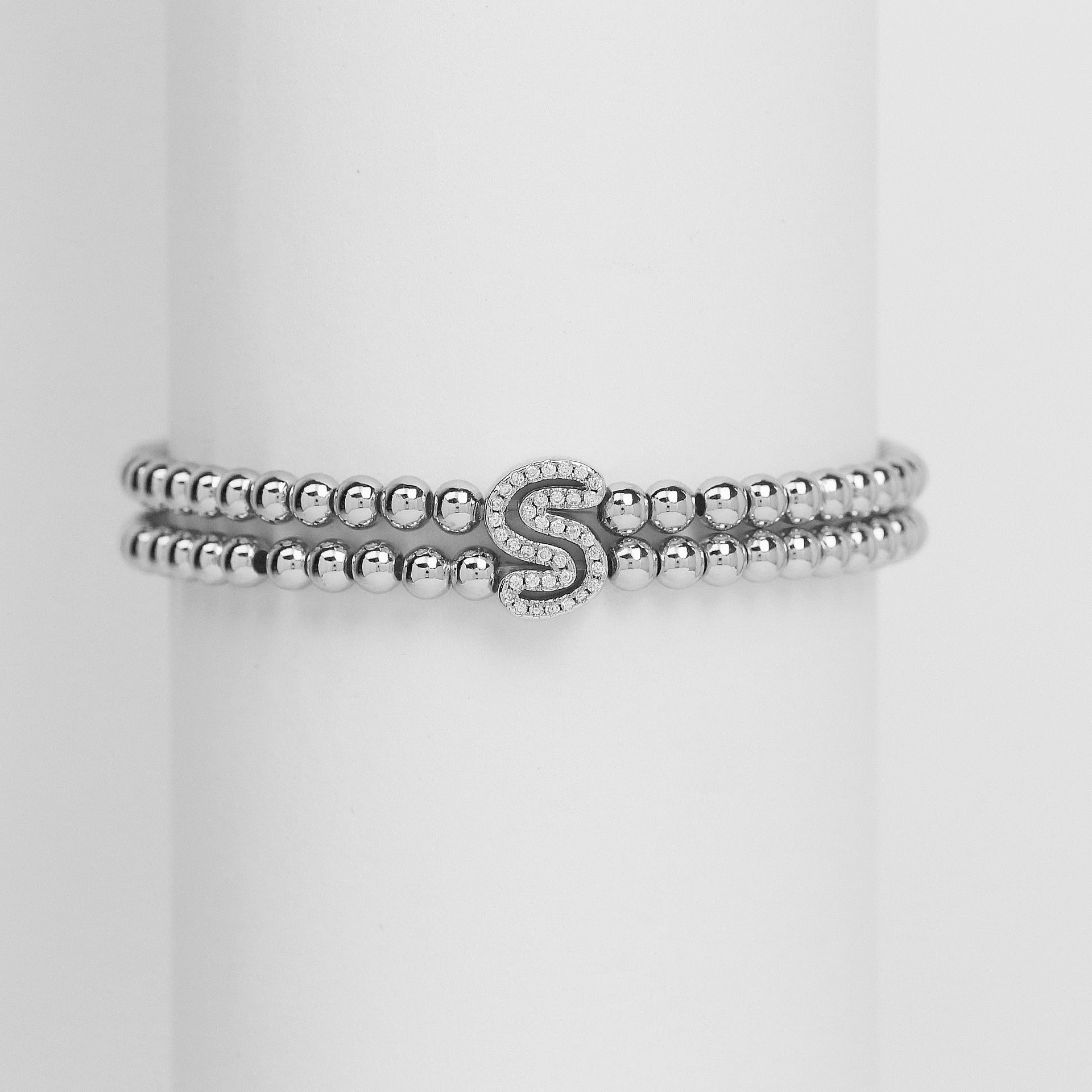 Alexandra Bubble Initial Bracelet - Silver S [L6C9A97J]