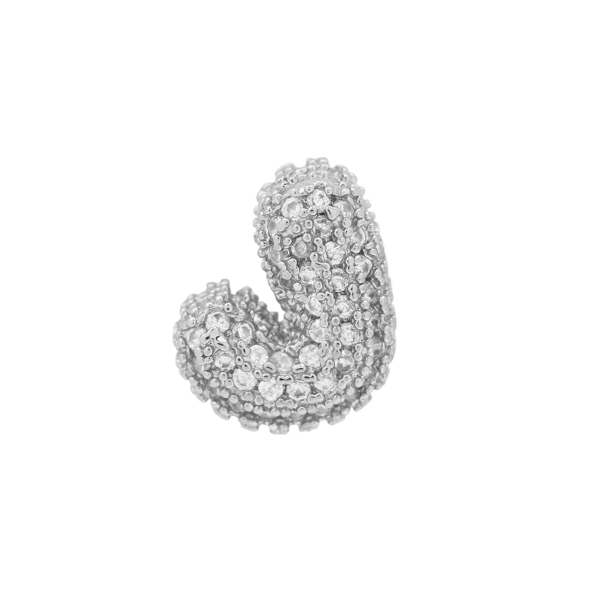 Jehlani Zircon Bubble Letter Necklace - Silver J Pendant [MOIBDDER]