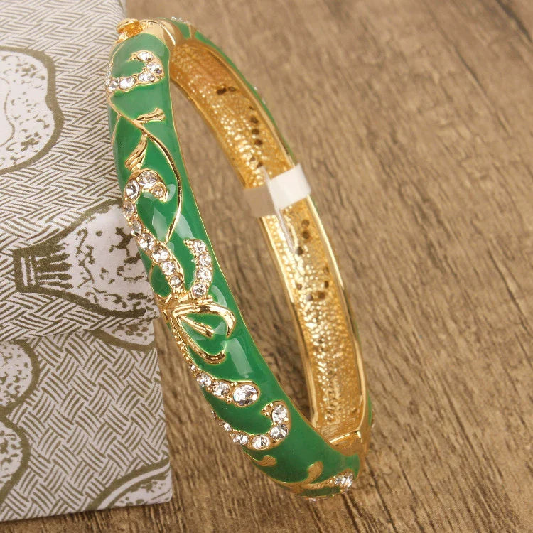 Nicolette Enamel Cuff Bracelet - Green
