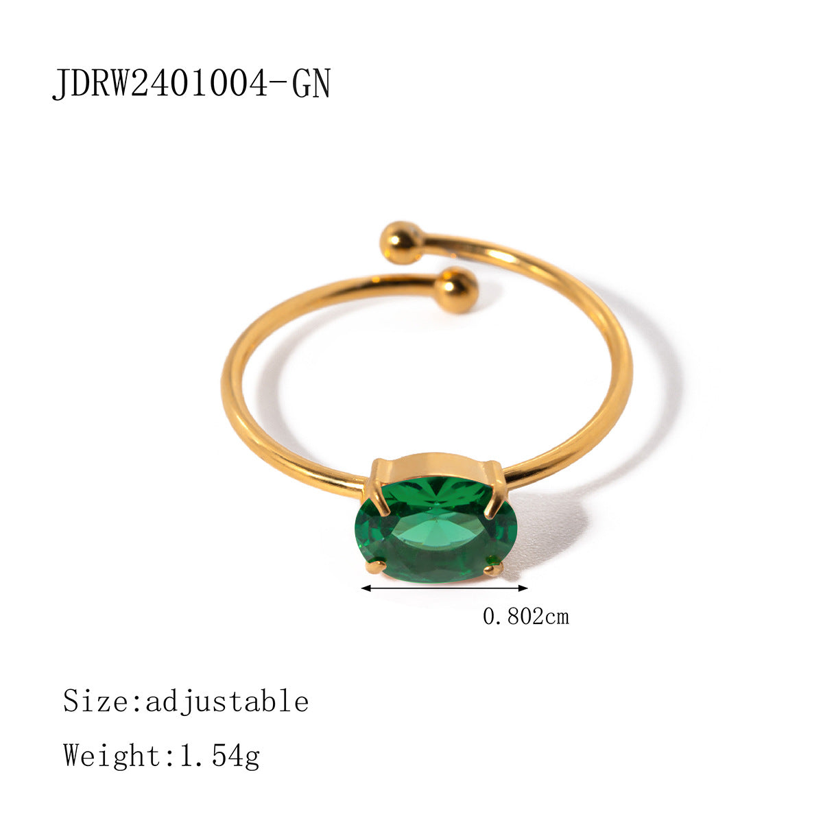 Aamirah Geometric Zircon Ring - Green [F7MBD16F]