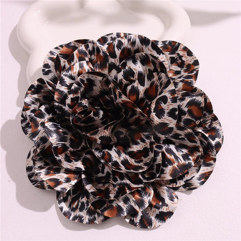 Catalaya Exaggerated Leopard Satin Brooch - Coffee Leopard Print (19cm) [NFZNA7V1]
