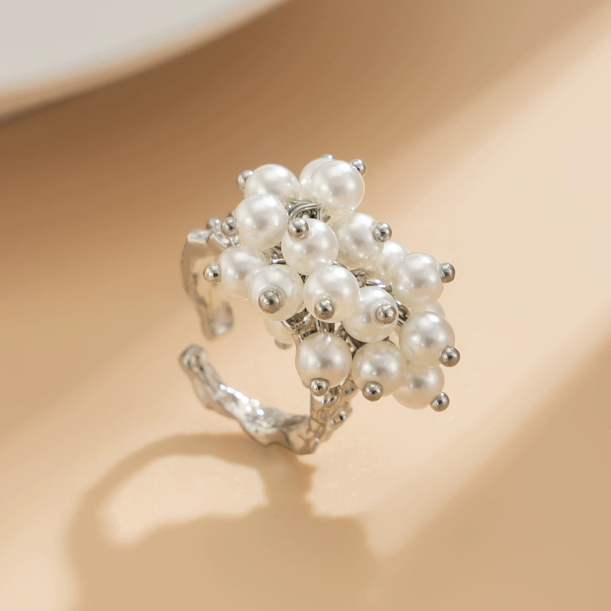 Emaline Baroque Pearl Ring Set - Silver Tone Set 04 [UE23EHS2]