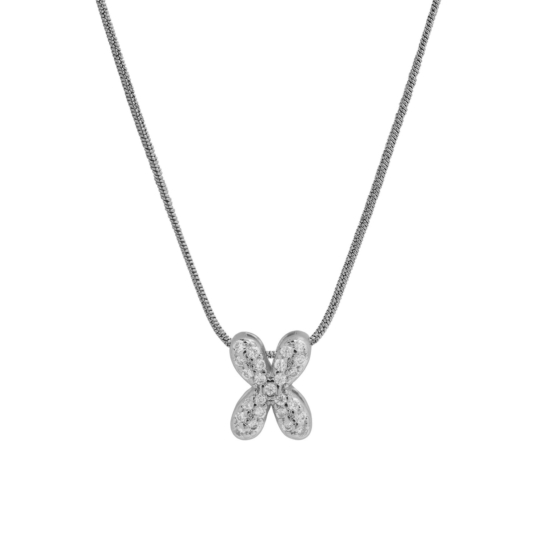 Deborah Initial Snake Necklace - Silver-tone X Initial [L0WPJLT9]