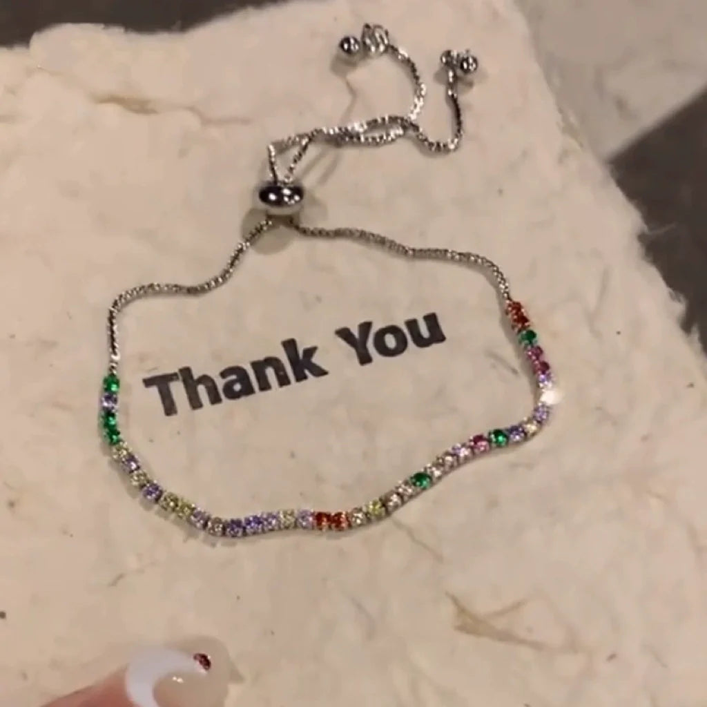 Meera Dainty Rainbow Zircon Bracelet - Silver