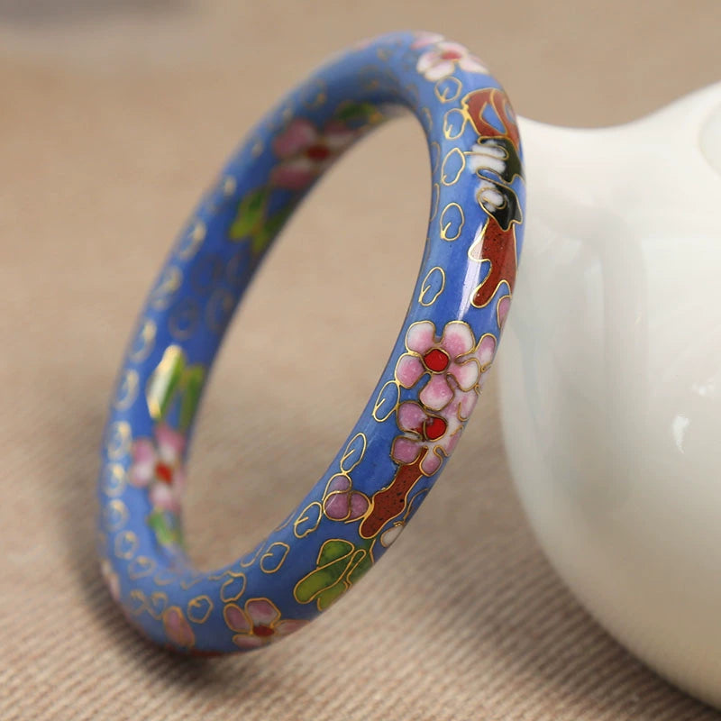 Issabella Cloisonné Bloom Bracelet - Lake Blue (Fade-Resistant) [Y20E2P4L]