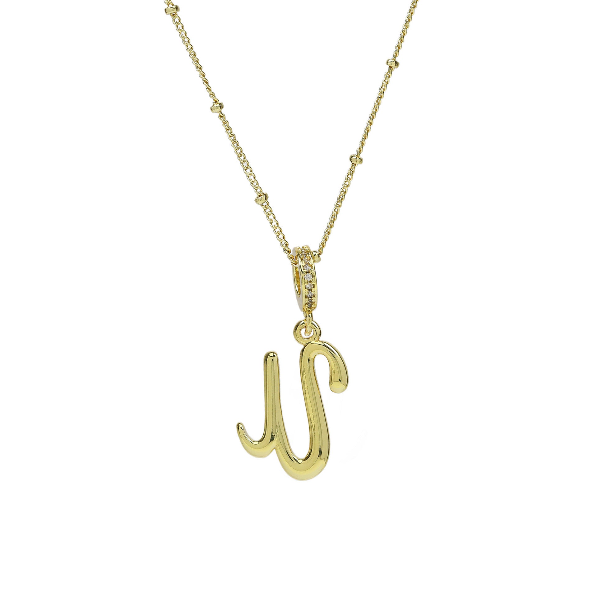 Frida Gold Cursive Initial Necklace - Gold U [AYX1SLPQ]