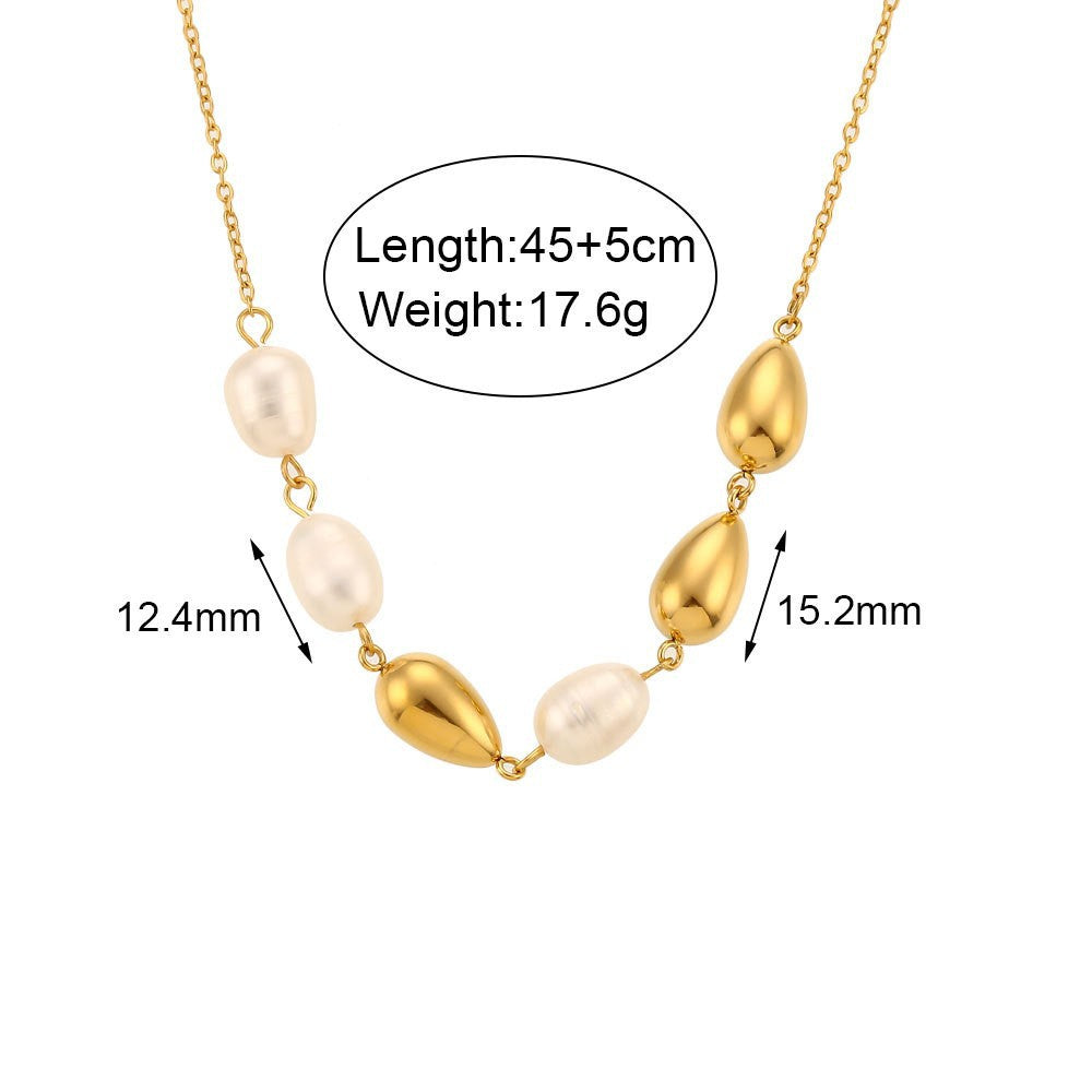 Siyona Freshwater Pearl Collection - Waterdrop Pearl Pendant Necklace - Gold [UMP4ZS21]