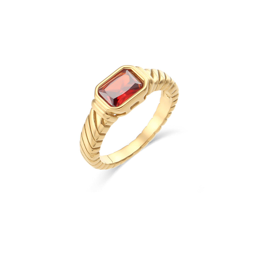 Lyvia Modern Zircon Ring - Red [ERUZU6GE]