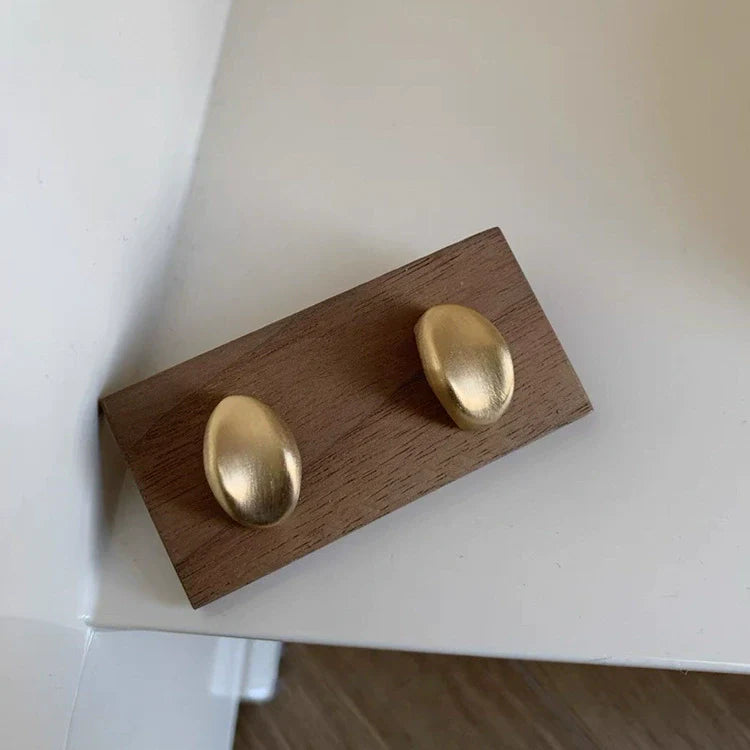 Teyanna Brushed Metal Stud Earrings - Gold Pair