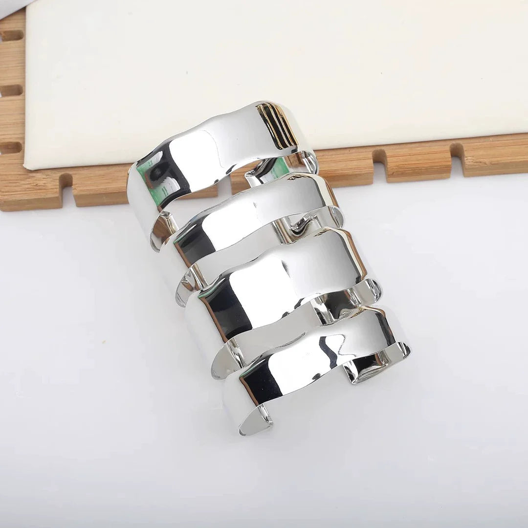 Janay Layered Wave Bracelets - 4-Layer Silver