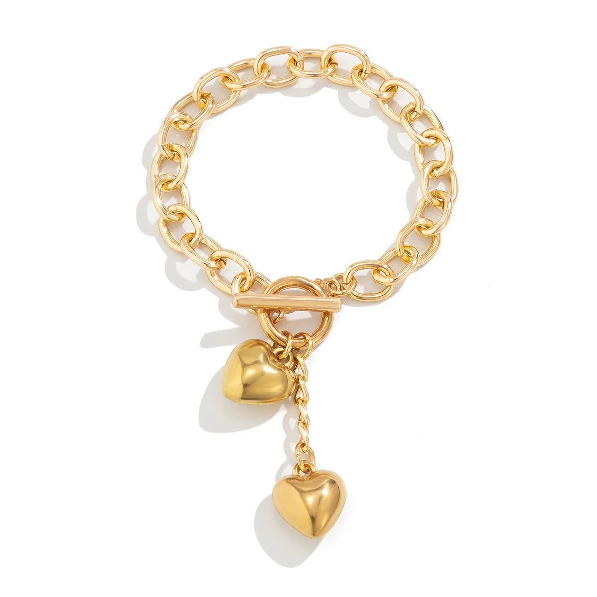 Adalee Tassel Heart Charm Necklace - Bracelet Gold