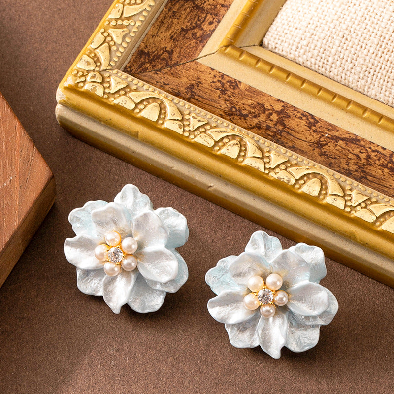 Samirah Diamond Pearl Floral Earrings - Style 1 [Q0EFSLOI]