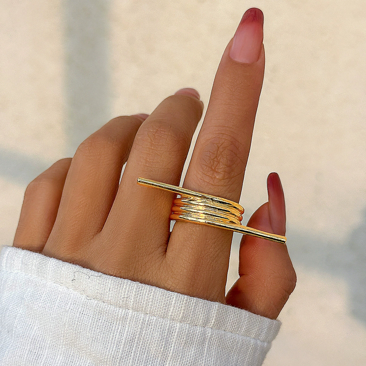 Miracle Glossy Butterfly Bow Ring - Light Gold Design 06 (0731) [Y57CVAWA]