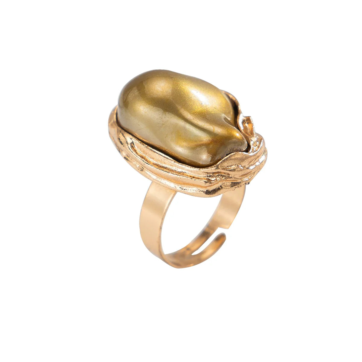 Celestine Baroque Pearl Ring - Coffee Light Gold