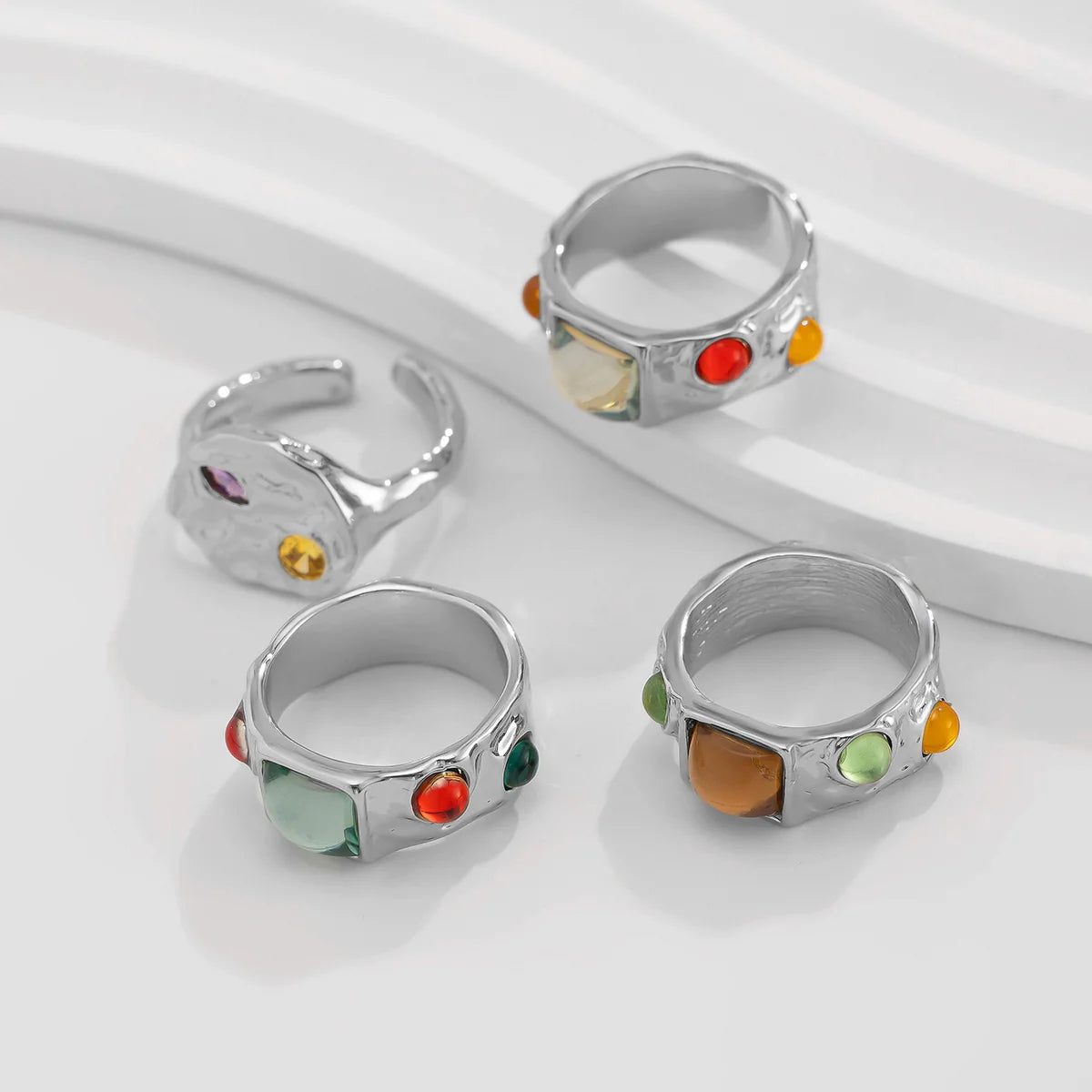 Rosamaria Gemstone Ring Set - Silver