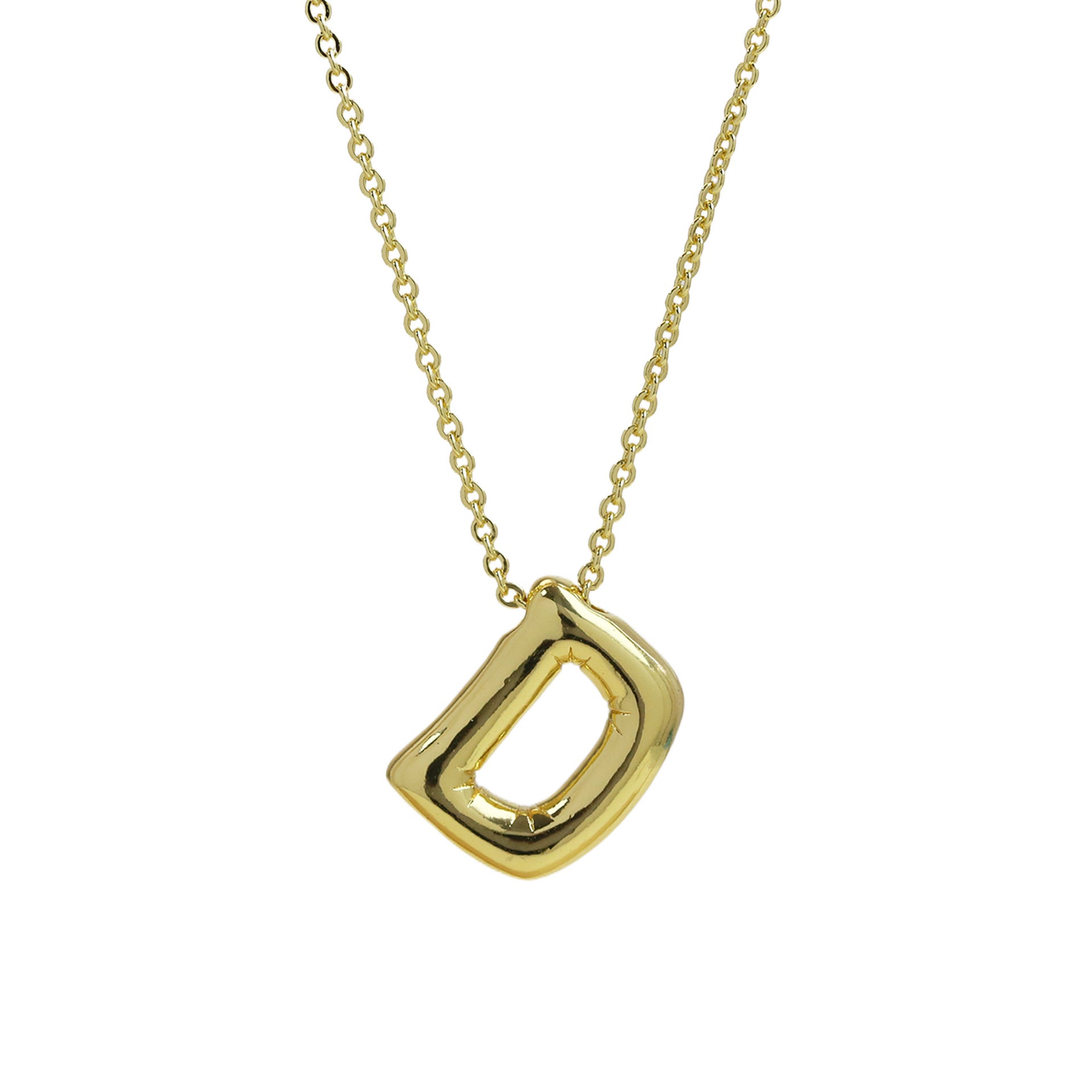 Saffron Puffy Initial Necklace - Letter D [WJ1BRNWL]