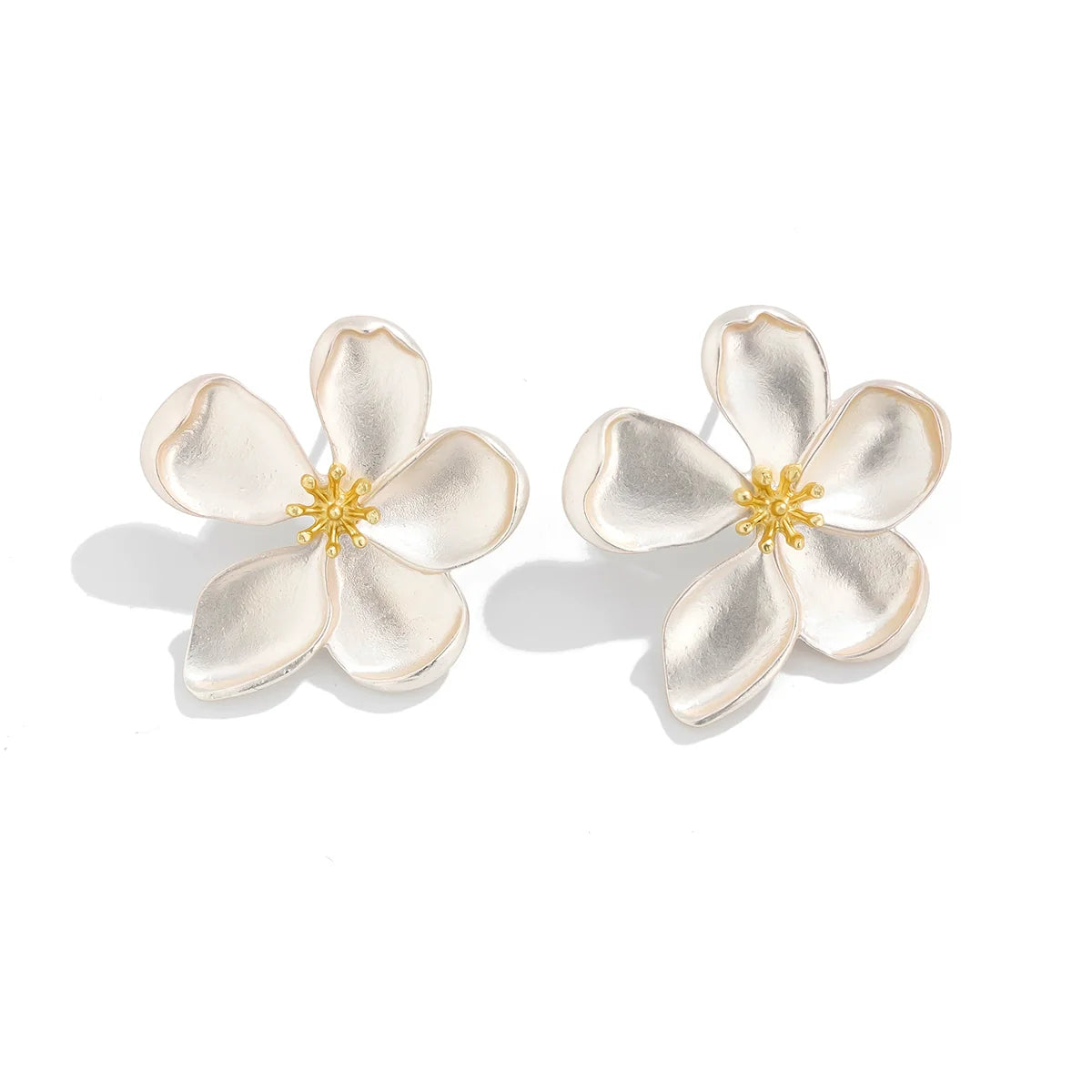 Carmella Floral Stud Earrings - Matte Silver