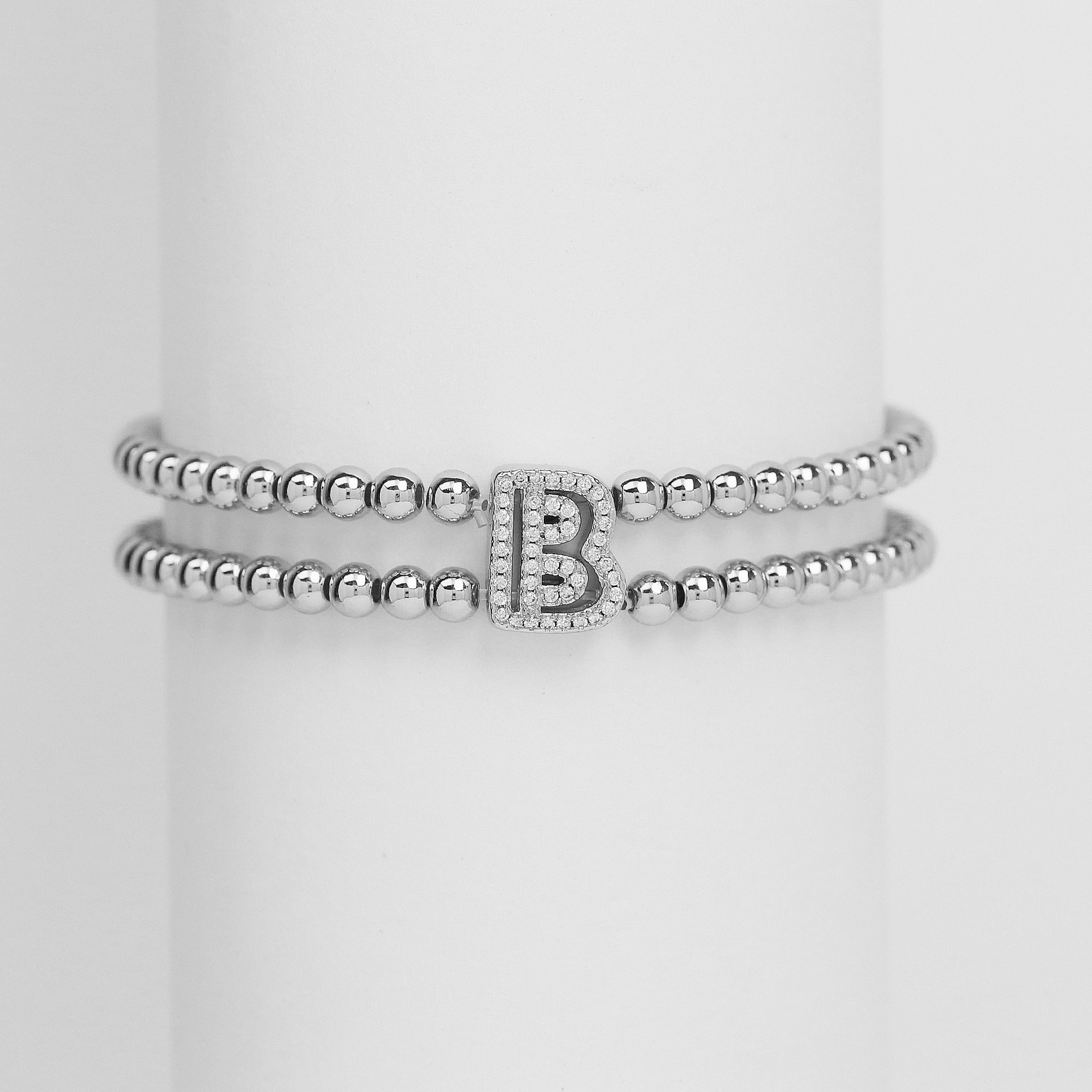 Alexandra Bubble Initial Bracelet - Silver B [11VS3STG]
