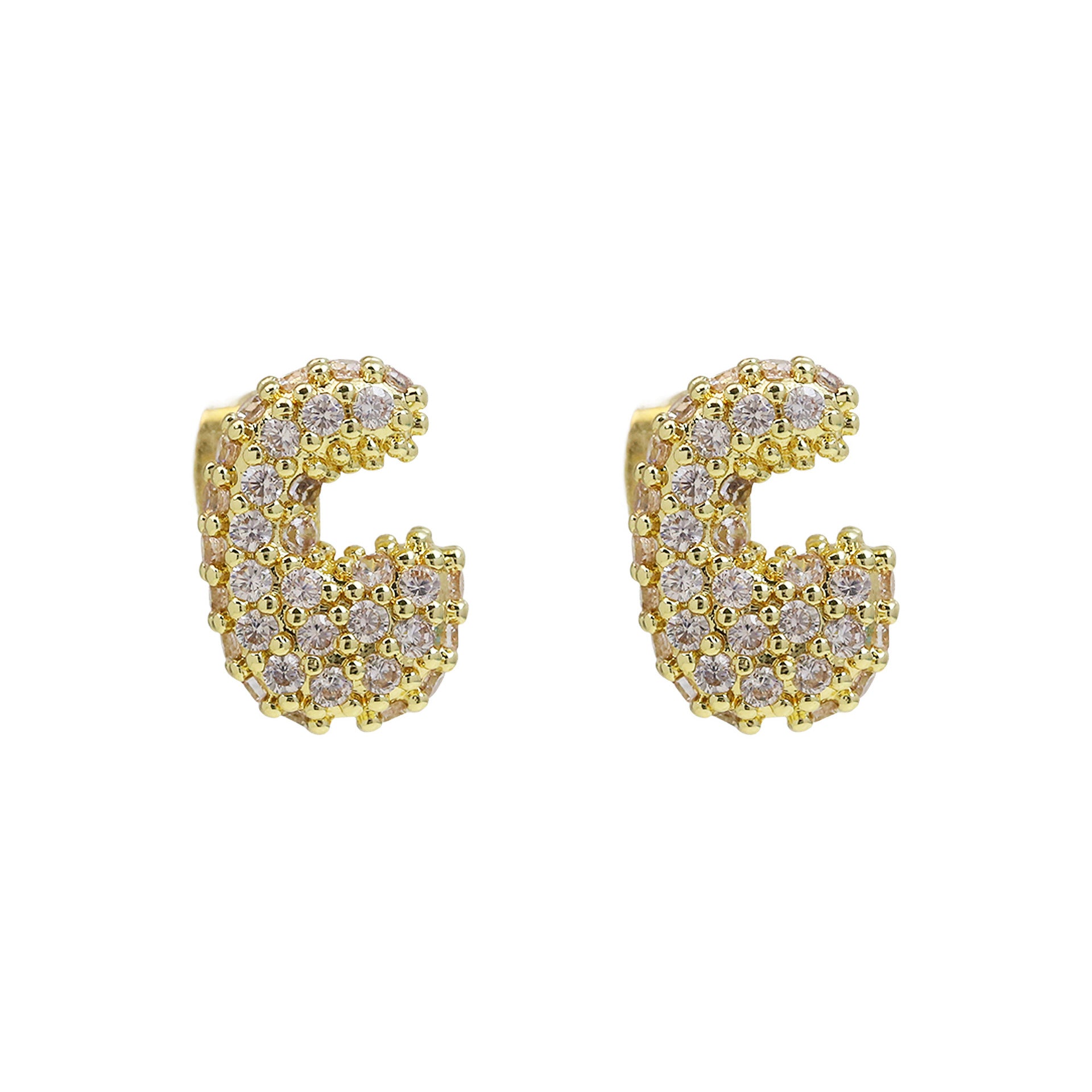Lillyann Zircon Bubble Letter Earrings - C [DUSX4RP9]