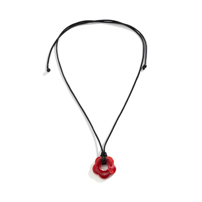 Kristine Bloom Pendant Necklace - Red