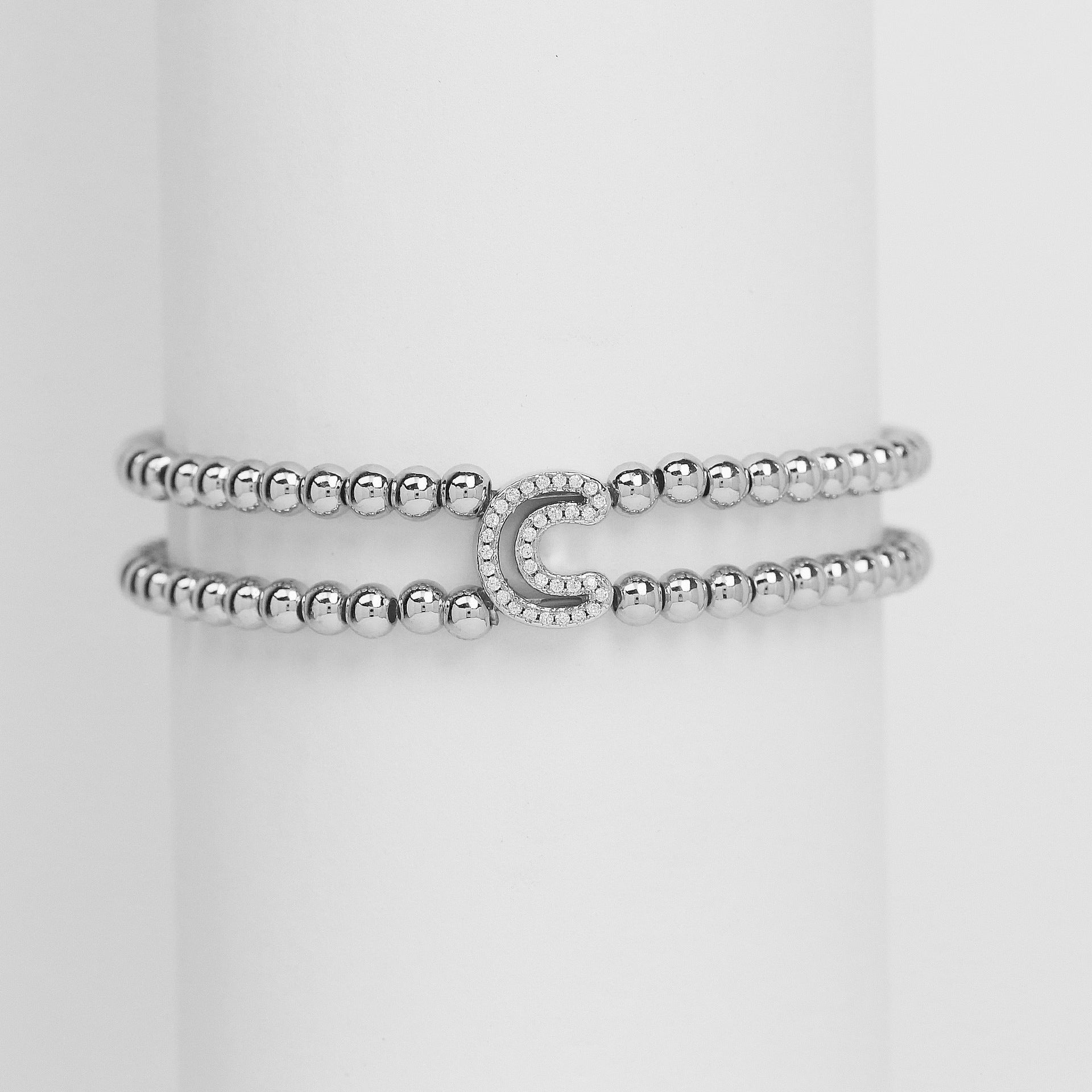 Alexandra Bubble Initial Bracelet - Silver C [RABUXE6F]