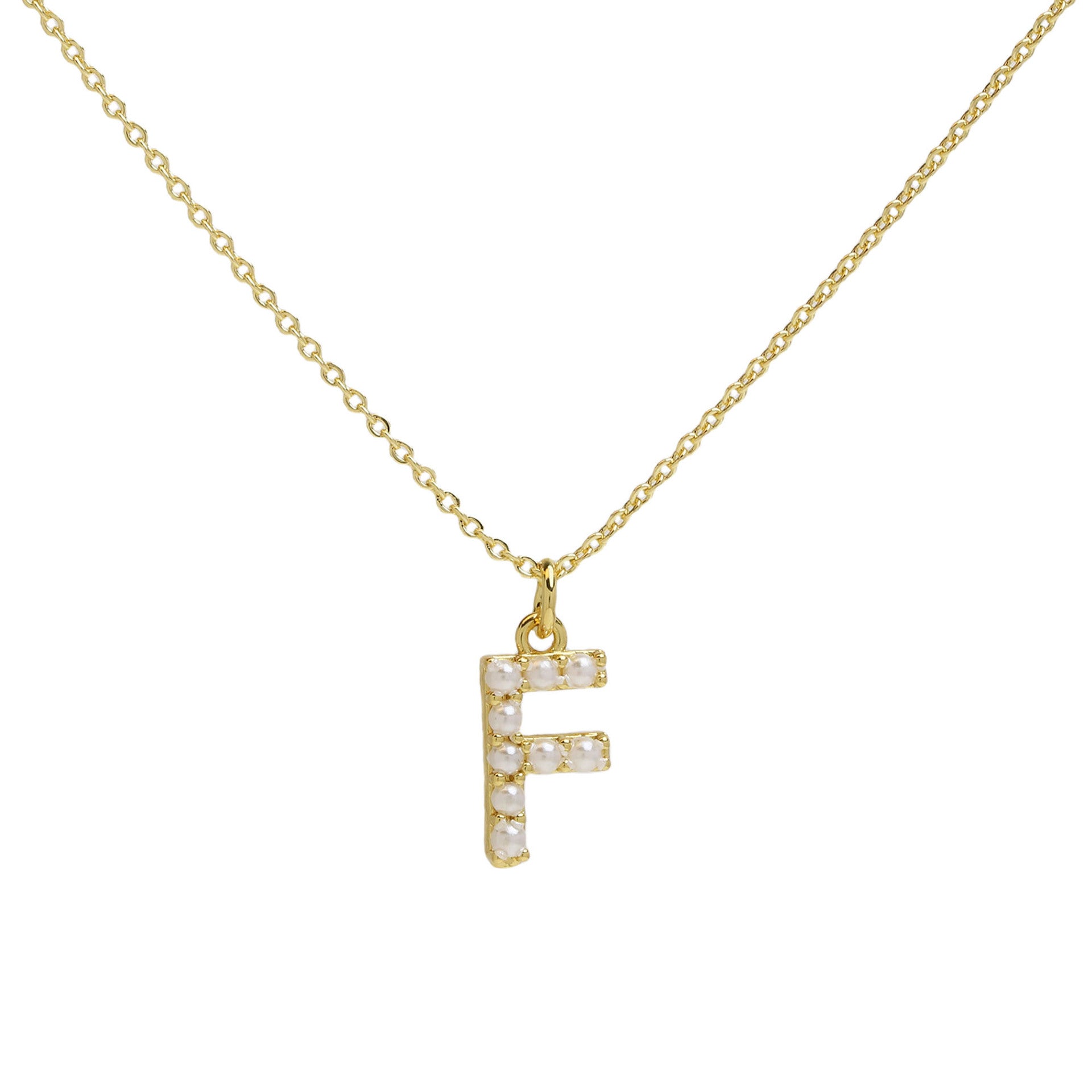 Ayaana Pearl Initial Necklace - Initial F [OFQ15VSX]