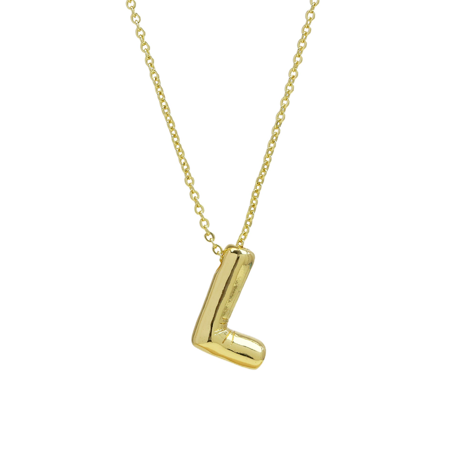 Saffron Puffy Initial Necklace - Letter L [OSFSLEO9]