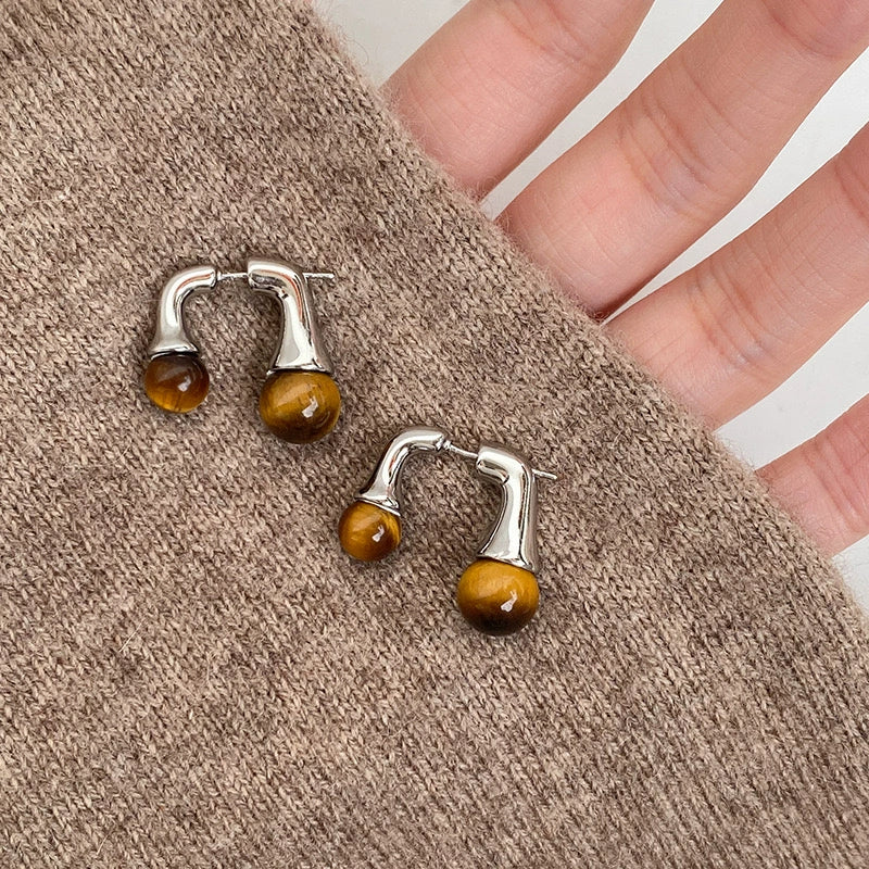 Alanna Dual Tiger Eye Earrings - Dual Wear Tiger Eye Earrings