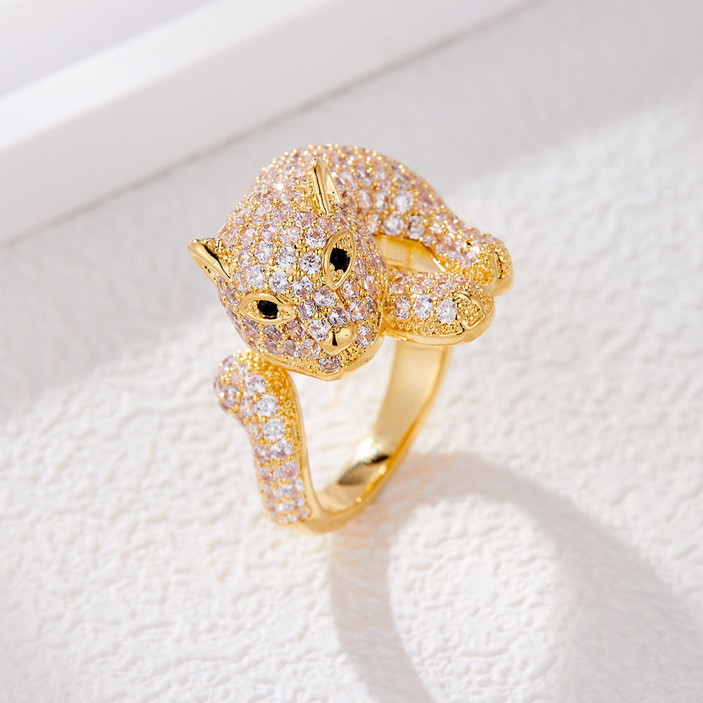 Bellamy Pave Leopard Ring - Style 2 [Q8BAGMI9]