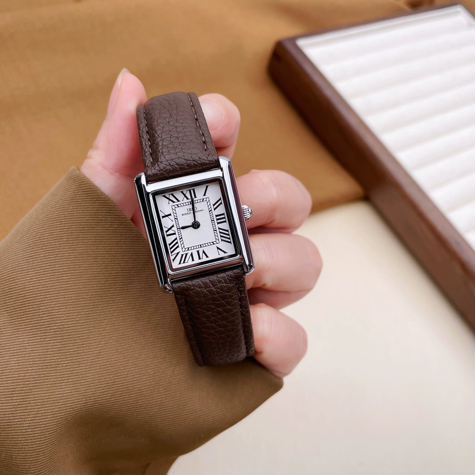 Priscila Elegant Square Watch - Dark Brown