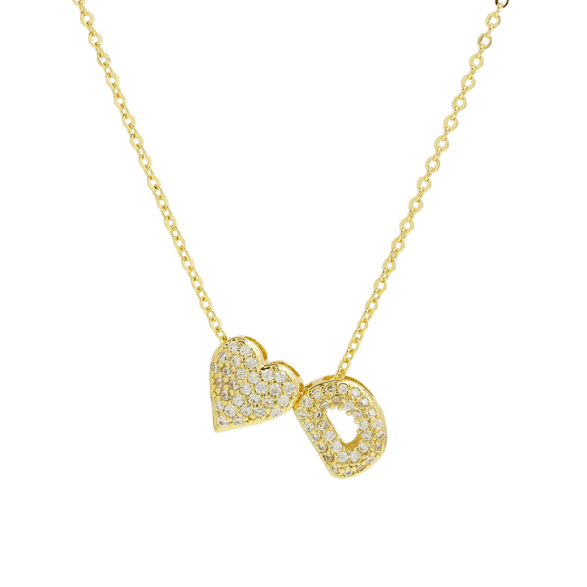 Riley Zircon Bubble Initial Necklace - D Initial [7AN1IBPR]