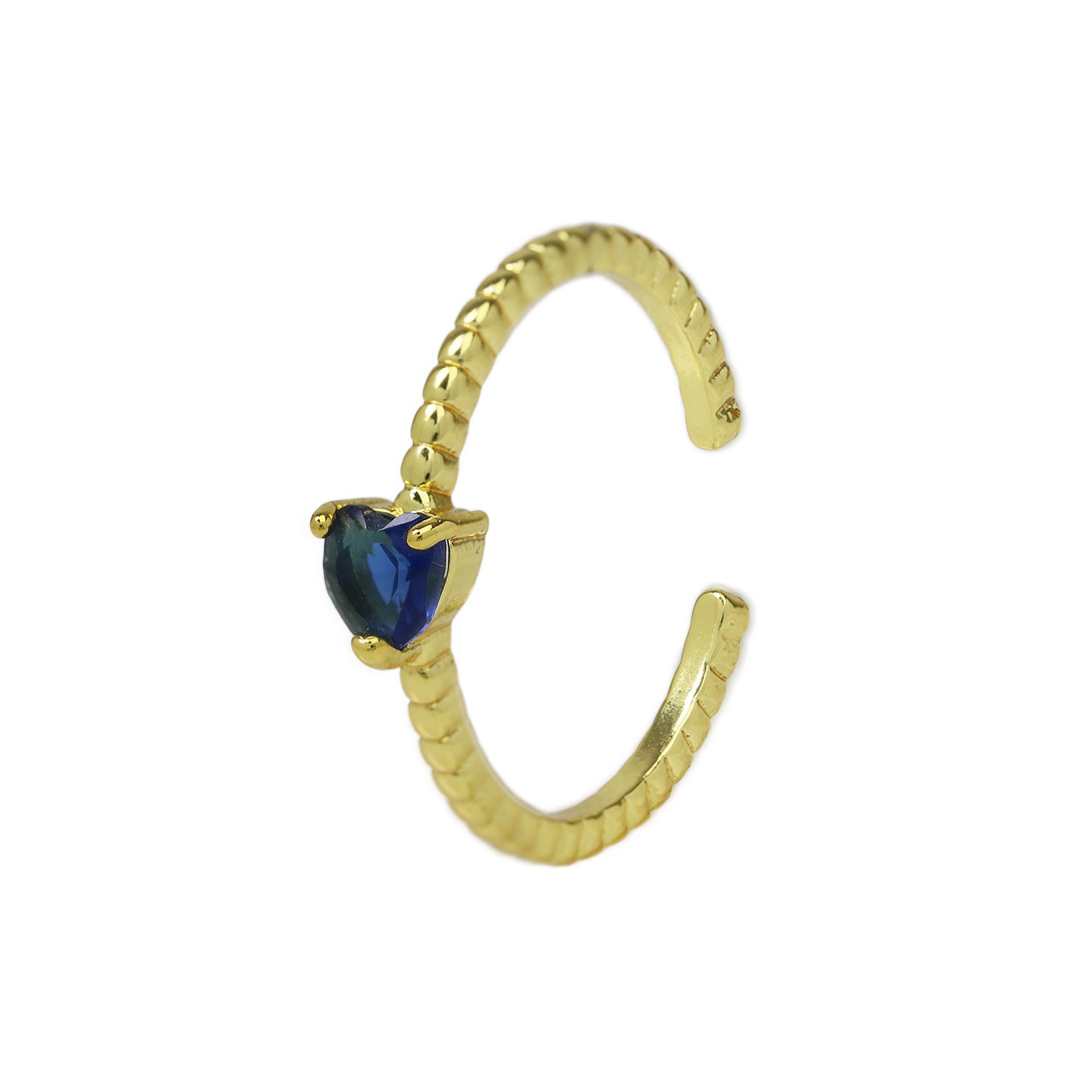 Teigan Heart Gemstone Open Ring - Blue Zircon [416C6J4A]