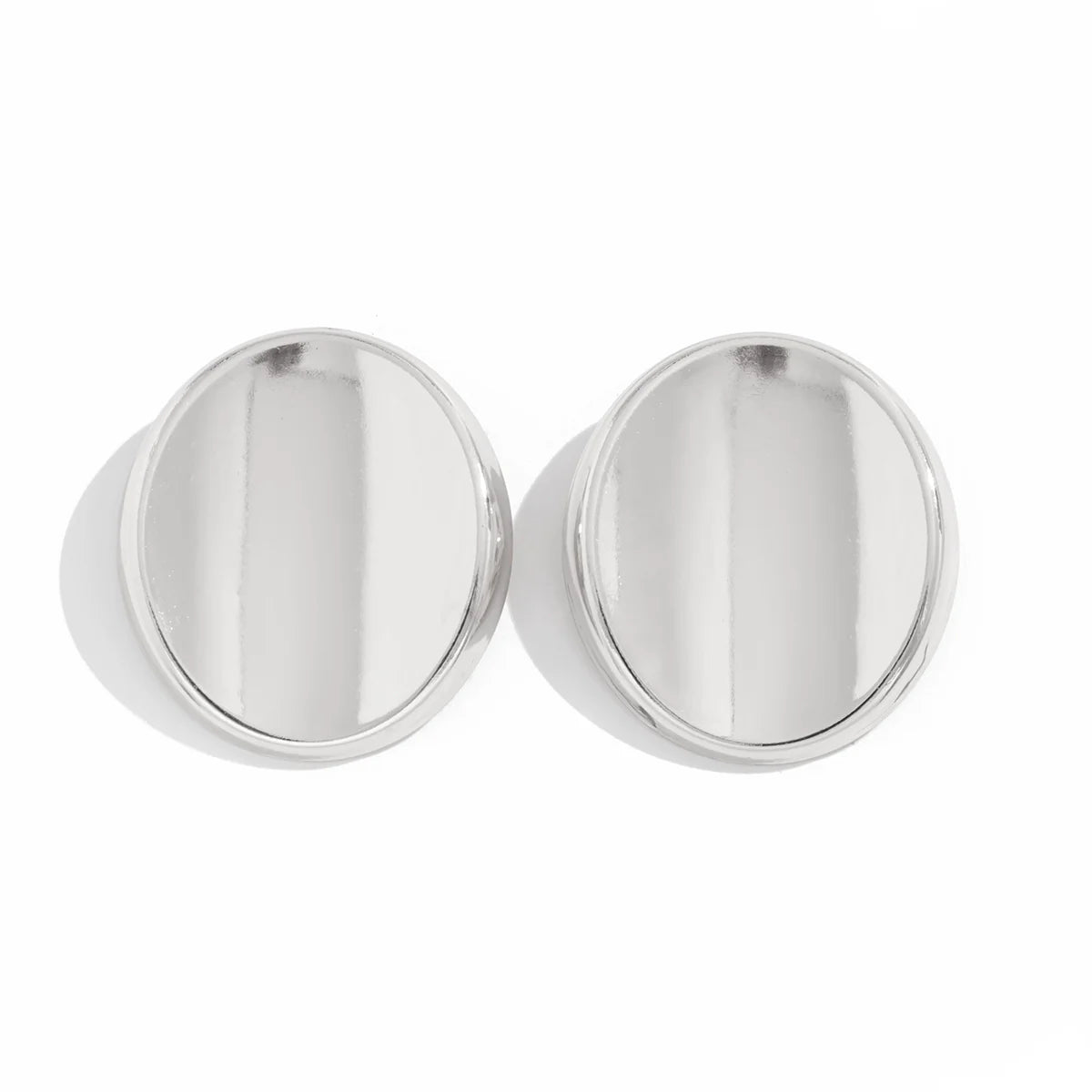 Arely Oval Stud Earrings - Large Silver