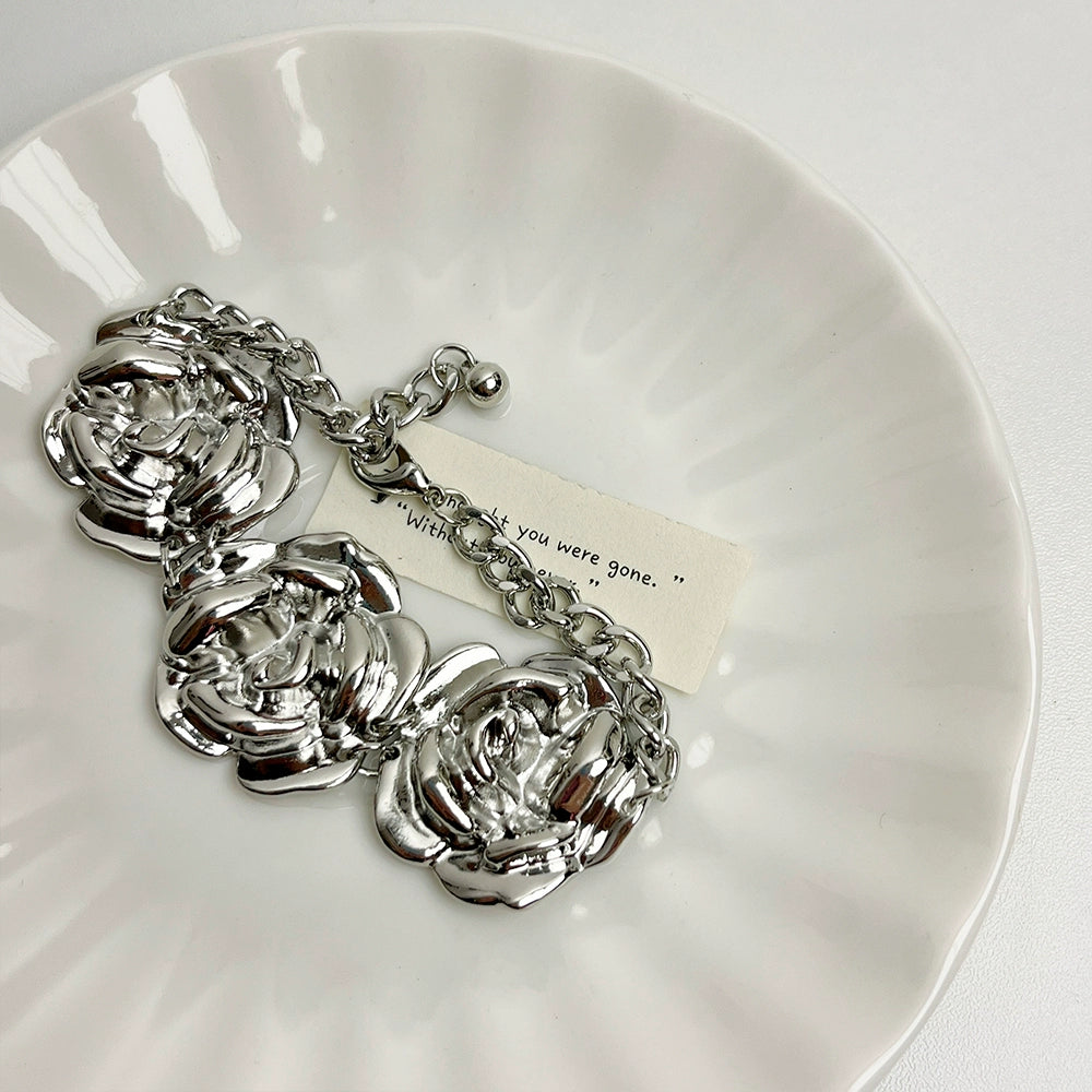 Clarabelle Rose Charm Jewelry - Silver Bracelet [TSNL3VGN]