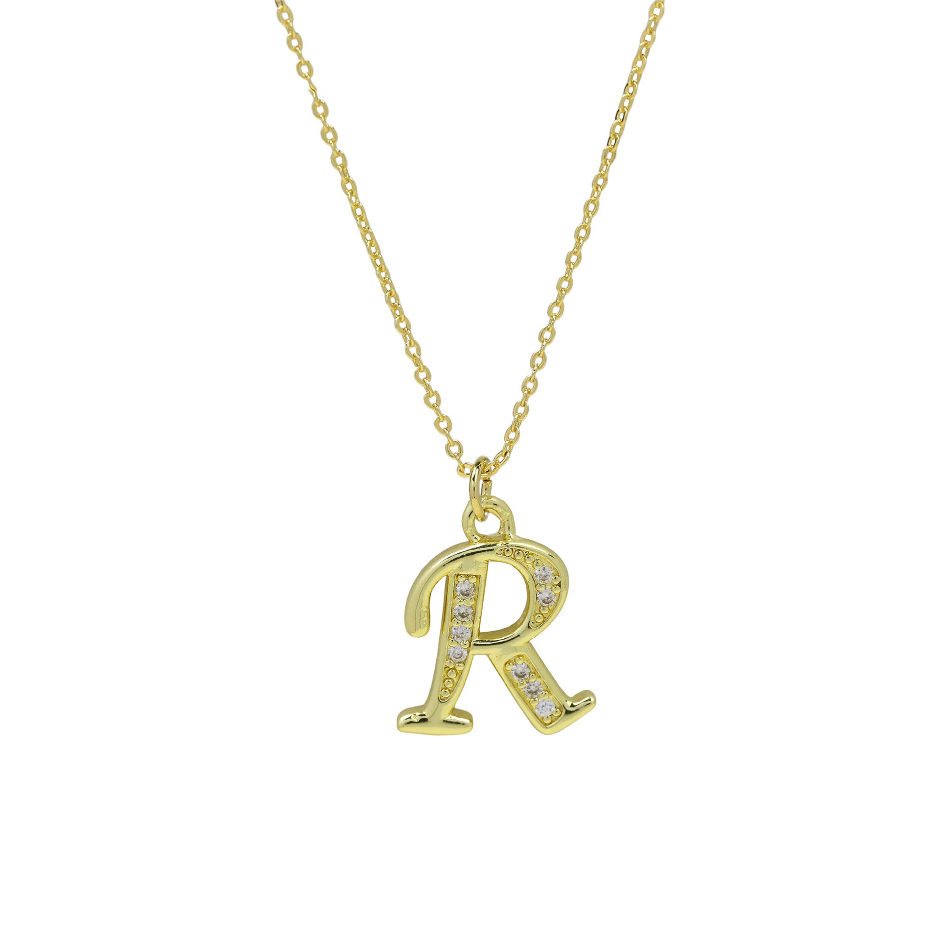 Winifred Delicate Alphabet Necklace - Letter R [E0FIW17U]