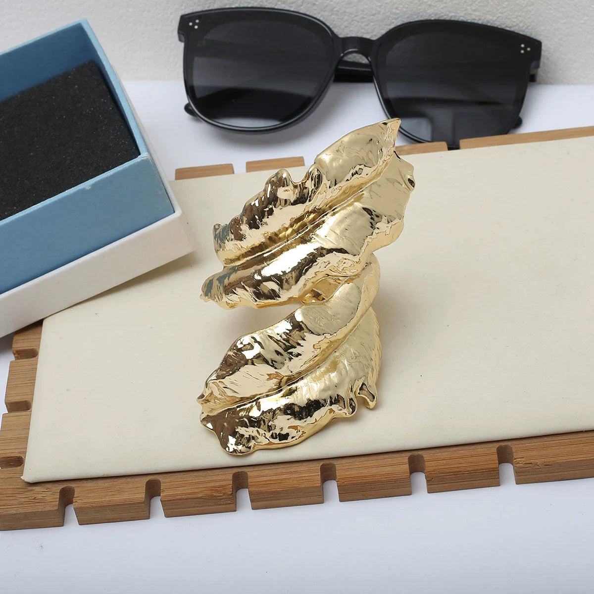 Skyy Sculptural Leaf Cuff Bracelet - Gold