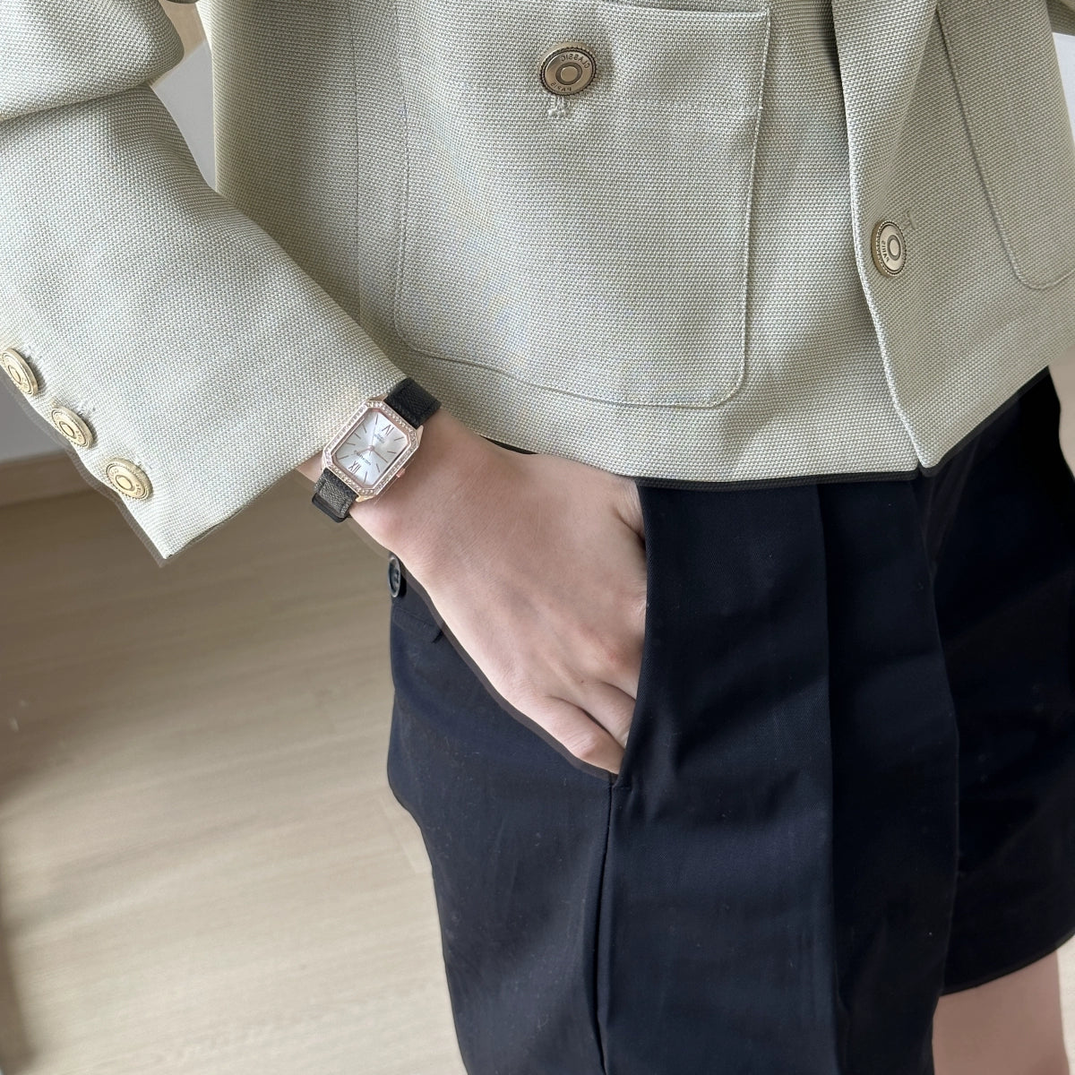 Raniya Elegant Square Strap Watch - Black [MH549KVN]