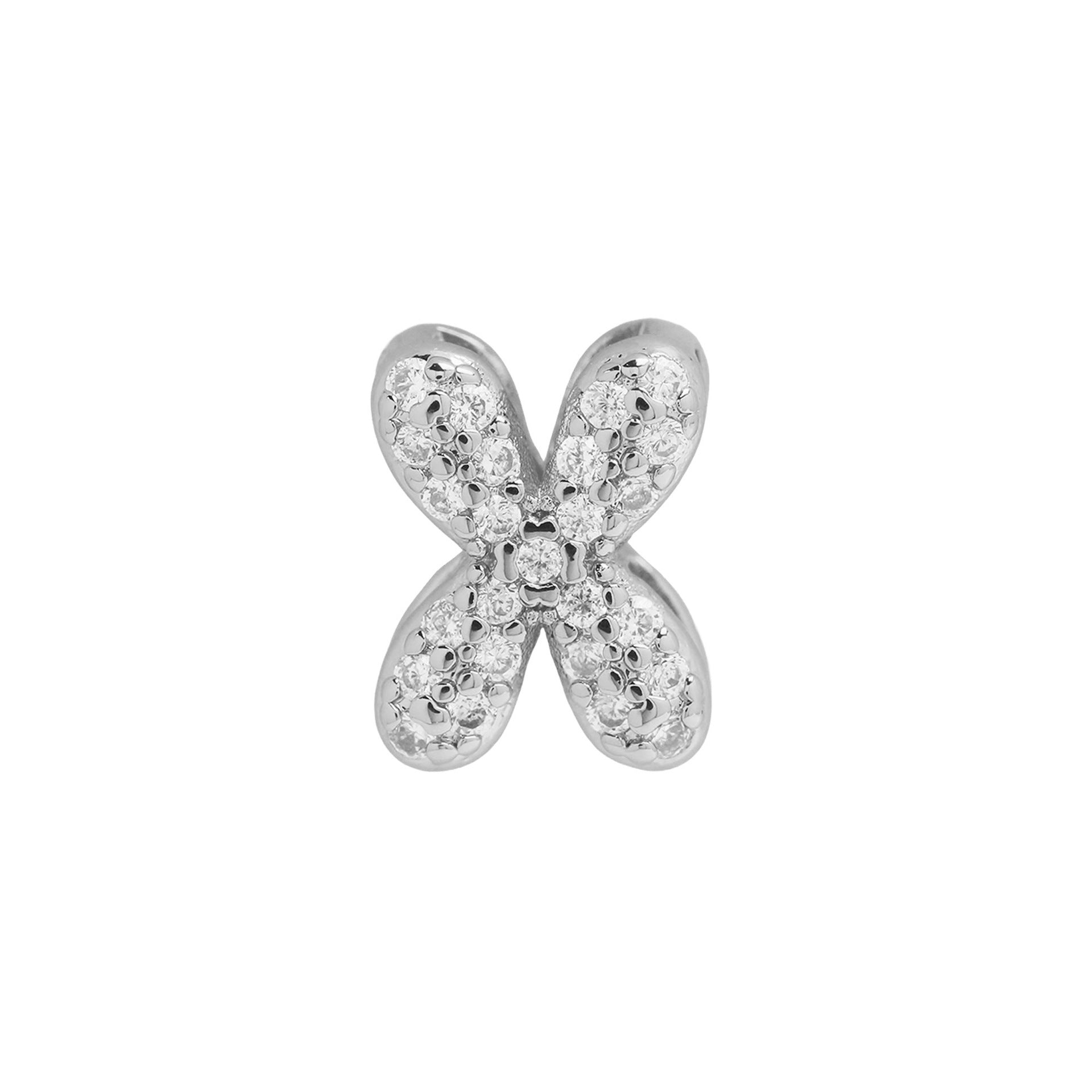 Rosalyn Bubble Letter Necklace - Silver Letter X Pendant [B6NZXRI8]