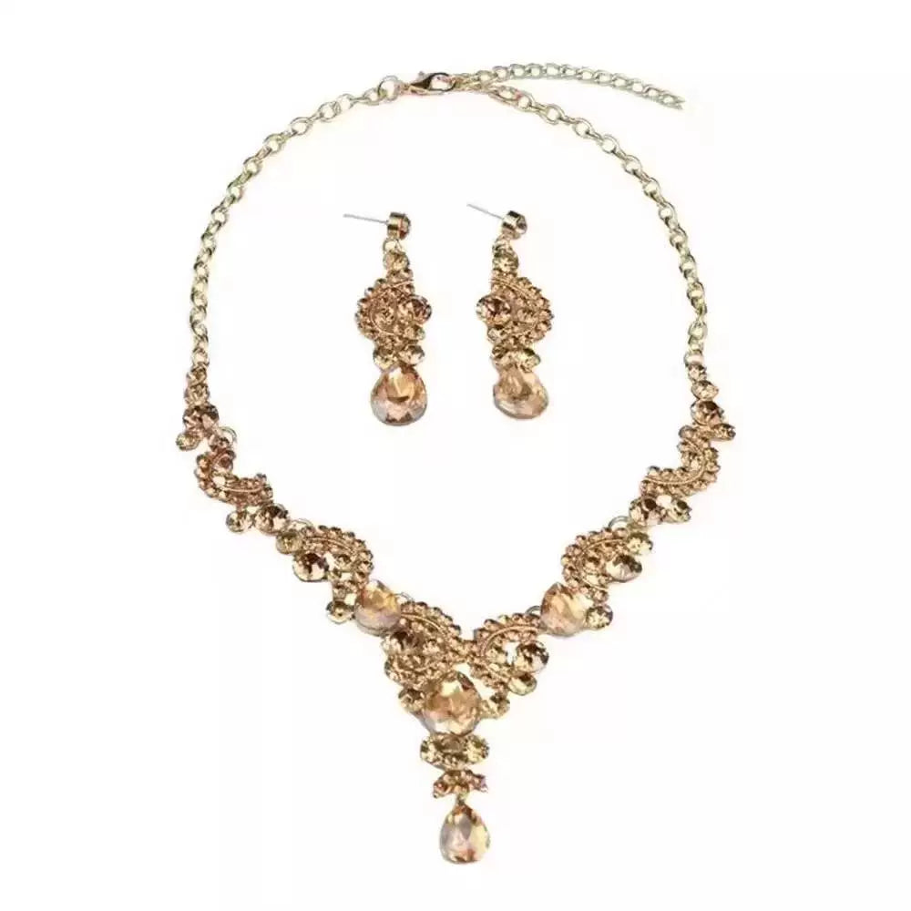 Klaire Champagne Butterfly Necklace Set - Necklace + Earrings
